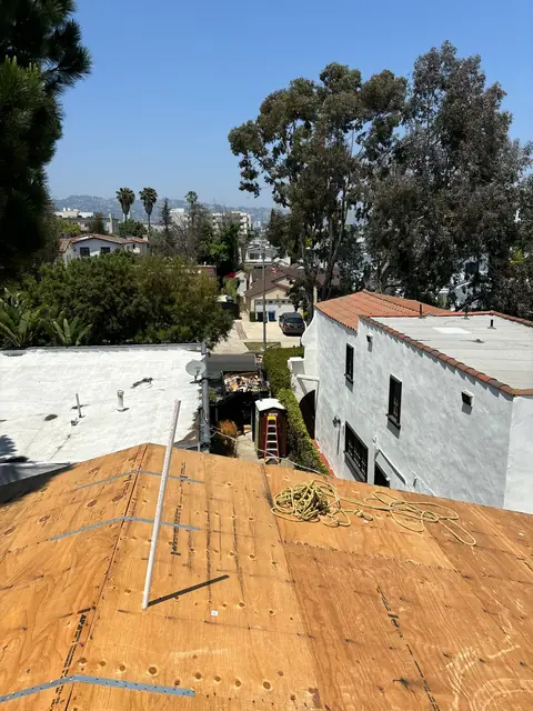 Two-story ADU roof sheathing, Westside Los Angeles